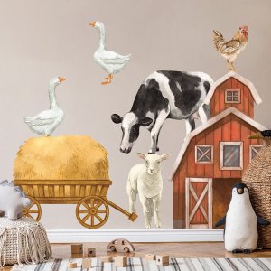 Pastelowe Love Farma zwierzęta II -Naklejka na ścianę 1