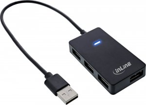 HUB USB InLine InLine® USB 2.0 4-Port Hub, Type-A male to 4x Type-A female, black, 30cm 1