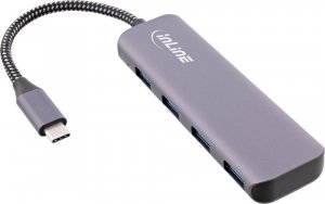 HUB USB InLine InLine® USB 3.2 Hub, USB Type-C to 4x USB A 10Gb/s, aluminium, grey 1