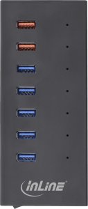 HUB USB InLine InLine® USB 3.2 Gen.1 7 Port Hub Aluminium Case with 2.5A Power Supply black 3