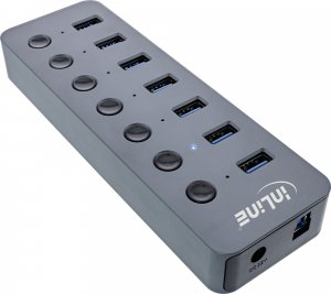 HUB USB InLine InLine® USB 3.2 Gen.1 hub, 7-port, with switch, aluminium, grey, with power supply unit 2