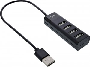 HUB USB InLine InLine® USB 2.0 4-Port Hub, Type-A male to 4x Type-A female, black, 30cm, slim design 1