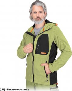 R.E.I.S. LH-NA-P - Bluza polarowa NEW AGE z kapturem - limonkowo-czarny M 3