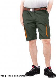 R.E.I.S. LAND-TS - Elastyczne spodnie ochronne do pasa LAND z krótkimi nogawkami, męskie - khaki-pomarańczowy 3XL 1