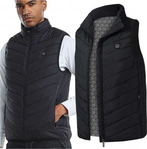 4kom.pl Ogrzewana podgrzewana kamizelka elektryczna kurtka Unisex rozmiar XL zimowa bezrękawnik czarna 13