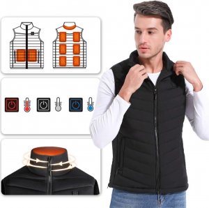 4kom.pl Ogrzewana podgrzewana kamizelka elektryczna kurtka Unisex rozmiar XL zimowa bezrękawnik czarna 4
