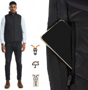 4kom.pl Ogrzewana podgrzewana kamizelka elektryczna kurtka Unisex rozmiar XL zimowa bezrękawnik czarna 6