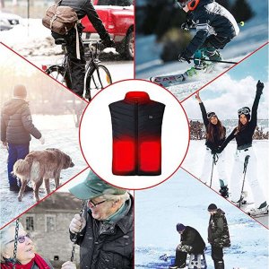 4kom.pl Ogrzewana podgrzewana kamizelka elektryczna kurtka Unisex rozmiar XL zimowa bezrękawnik czarna 7