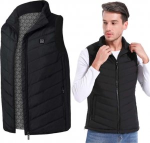 4kom.pl Ogrzewana podgrzewana kamizelka elektryczna kurtka Unisex rozmiar M zimowa bezrękawnik czarna 15