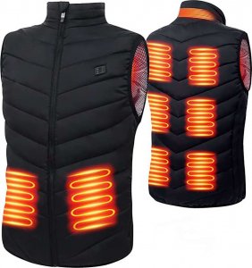 4kom.pl Ogrzewana podgrzewana kamizelka elektryczna kurtka Unisex rozmiar M zimowa bezrękawnik czarna 2