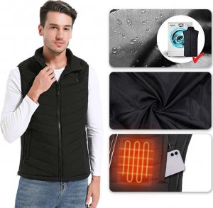 4kom.pl Ogrzewana podgrzewana kamizelka elektryczna kurtka Unisex rozmiar M zimowa bezrękawnik czarna 3