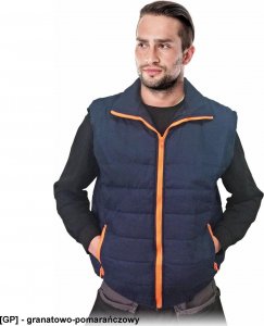 R.E.I.S. PERKOZ - Bezrękawnik ocieplany pikowany, tkany - granatowo-pomarańczowy L 3