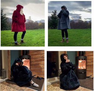 Verk CIEPŁA BLUZA KOC OVERSIZE XXL 2W1 GRUBA FUTRZAK 11