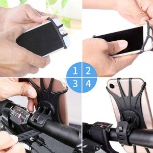 Alogy Alogy Uchwyt rowerowy Spider TPU Bike Holder do telefonu Silikonowy na rower motor hulajnoga quad Czarny 17