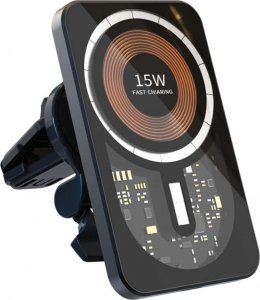 Alogy Alogy Uchwyt samochodowy indukcyjny magnetyczny QI 15W z ładowarką indukcyjną z MagSafe do kratki Czarny 15