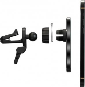 Alogy Alogy Uchwyt samochodowy indukcyjny magnetyczny QI 15W z ładowarką indukcyjną z MagSafe do kratki Czarny 2