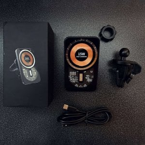 Alogy Alogy Uchwyt samochodowy indukcyjny magnetyczny QI 15W z ładowarką indukcyjną z MagSafe do kratki Czarny 10