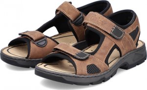 Rieker Komfortowe sandały męskie na rzepy brązowe Rieker 26156-25 46 3