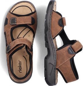 Rieker Komfortowe sandały męskie na rzepy brązowe Rieker 26156-25 42 4