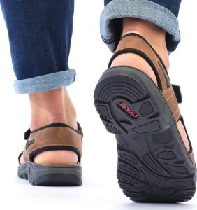 Rieker Komfortowe sandały męskie na rzepy brązowe Rieker 26156-25 41 7