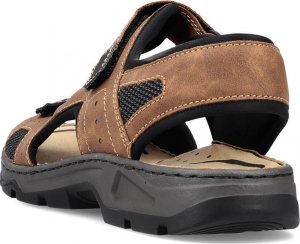 Rieker Komfortowe sandały męskie na rzepy brązowe Rieker 26156-25 41 8