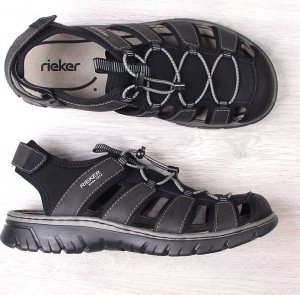 Rieker Sandały komfortowe męskie zabudowane czarne Rieker 26770-00 45 3