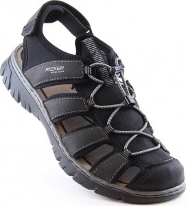 Rieker Sandały komfortowe męskie zabudowane czarne Rieker 26770-00 45 4