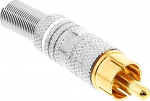 InLine InLine® RCA metal male plug for soldering, silver, white ring, for 6mm cable 1