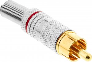 InLine InLine® RCA metal male plug for soldering, silver, red ring, for 6mm cable 1