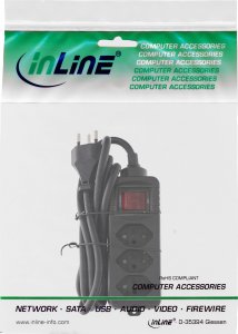 Listwa zasilająca InLine InLine® Socket strip SWITZERLAND, 3-way, with switch, 1.5m, black 3