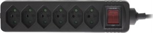 Listwa zasilająca InLine InLine® Power strip SWITZERLAND, 6-way, with switch, 1.5m, black 1