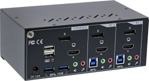 Przełącznik InLine InLine® Desktop KVM Switch, 2-port, Dual Monitor, Displayport 1.2 + HDMI 2.0, 4K, USB 3.0, Audio 2