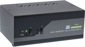 Przełącznik InLine InLine® Desktop KVM Switch, 2-port, Dual Monitor DisplayPort 1.2, 4K, USB 3.0, Audio 2