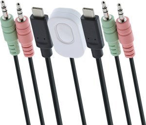 Przełącznik InLine InLine® KVM Switch, 2-port, USB-C to DisplayPort 1.2, 4K, with audio, integrated cable 2