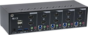 Przełącznik InLine InLine® KVM Desktop Switch, 4-port, Dual Monitor, HDMI 2.0, 4K, USB 3.0, Audio 2