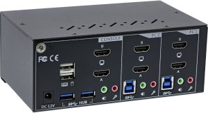 Przełącznik InLine InLine® KVM Desktop Switch, 2-port, Dual Monitor, HDMI 2.0, 4K, USB 3.0, Audio 2