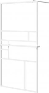 vidaXL vidaXL Ścianka prysznicowa z półką, biała, 80x195 cm, ESG i aluminium 1