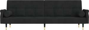 vidaXL vidaXL Rozkładana kanapa z poduszkami, czarna, obita aksamitem 3