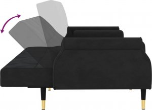 vidaXL vidaXL Rozkładana kanapa z poduszkami, czarna, obita aksamitem 5