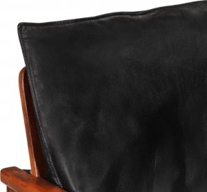 vidaXL vidaXL Sofa 2-osobowa, czarna, naturalna skóra i lite drewno akacjowe 4