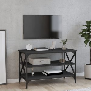 vidaXL vidaXL Szafka pod TV, czarna, 80x40x50 cm, materiał drewnopochodny 1