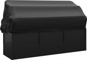 vidaXL vidaXL Leżanka ogrodowa z daszkiem i poduszkami, czarna, polirattan 5