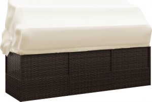 vidaXL vidaXL Leżanka ogrodowa z daszkiem i poduszkami, brązowa, polirattan 5