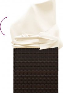 vidaXL vidaXL Leżanka ogrodowa z daszkiem i poduszkami, brązowa, polirattan 7