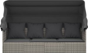 vidaXL Leżanka ogrodowa z daszkiem i poduszkami, szara, polirattan (319568) 3