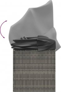 vidaXL Leżanka ogrodowa z daszkiem i poduszkami, szara, polirattan (319568) 6