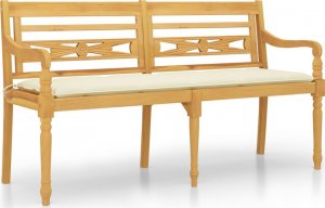 vidaXL vidaXL Ławka Batavia z kremowa poduszką, 150 cm, lite drewno tekowe 2