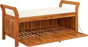 vidaXL Ogrodowa ławka ze schowkiem i poduszką, 126 cm, drewno akacjowe 4