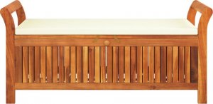 vidaXL Ogrodowa ławka ze schowkiem i poduszką, 126 cm, drewno akacjowe 5