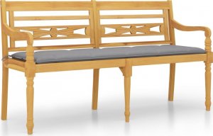 vidaXL vidaXL Ławka Batavia z szara poduszką, 150 cm, lite drewno tekowe 2